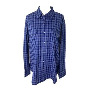 Wrangler Men’s Shirt Blue Western Pearl Snap Wrinkle Resist Long Sleeve Size XXL